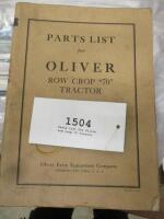 Parts list for Oliver row crop 70 tractor