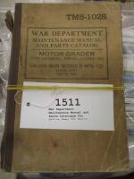 War Department Maintenance Manual and Parts Catalogue for Galion Type 101 Motor grader, based on International Harvester ID14