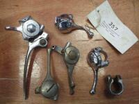 Qty vintage motorcycle handlebar control levers, Amal, Bowden etc