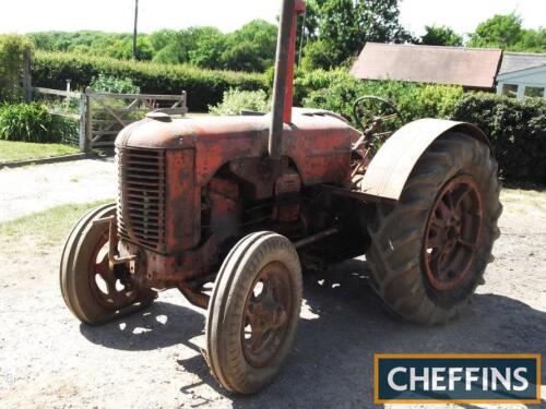 CASE DEX 4cylinder petrol/paraffin TRACTOR Fitted with rear drawbar and on 11 x 28 closed pattern rear wheels and tyres with Dunlop centres and front pneumatic tyres c/w old style V5