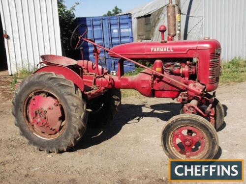 INTERNATIONAL Farmall A 4cylinder petrol/paraffin TRACTOR Fitted with rear mounted pulley wheel Reg. No. CJP 777 (expired)