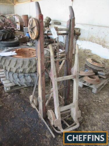 Sack lifter by E.J. Tong & Son, Spilsby t/w wooden sack barrow