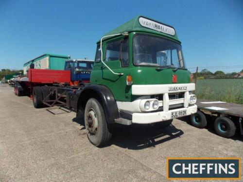 1971 Bedford KM chassis cab Reg. No. SJL 962K Chassis No. ERV3CC011T487527 Fitted with a Bedford 466 6cylinder diesel engine this is an ex Marshall Bros lorry finished in green over white. Supplied without documentation, the registration number is live on