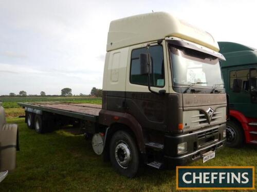 2000 Foden Alpha 6x4 rigid flatbed Reg. No. W409 SAV Chassis. No. 901819 Fitted with a drawbar, double drive and Cummins 380 6cylinder diesel engine. Ex-Walter Day & Sons the well known livestock hauliers. Currently on a SORN and supplied with V5C documen