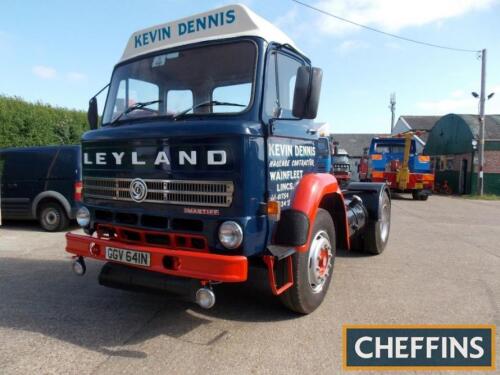 1975 Leyland Mastiff 26tonne 4x2 5th wheel tractor unit Reg. No. GGV 641N Chassis No. 475620 Fitted with Perkins V8 engine, showing just 12,900 miles and stated to be previously in the ownership of Michelin Tyres, a sharp looking unit. Offered for sale wi