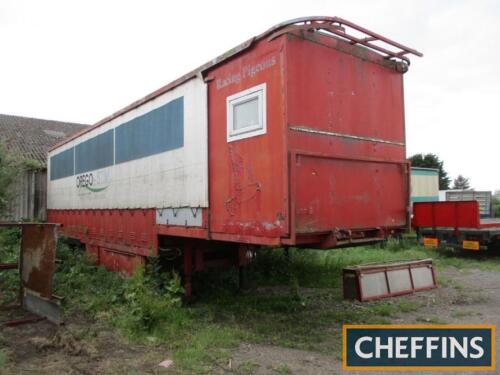 1975 Taskers tandem axle racing pigeon transport trailer c/w living accommodation.