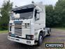 1989 Scania 143 420 4x2 tractor unit. Reg no G649 SVV Chassis no 4291289. This LHD sleeper cab tractor unit spent 19 years with its previous Daventry based owner running to Greece. It has only covered approx. 300kms since its last MOT test and the vendor