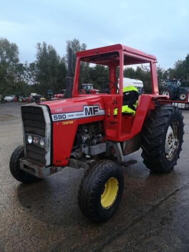 Massey Ferguson 590 2wd Tractor c/w red cab, 2 door, No V5