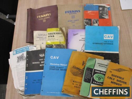 Perkins, Simms, CAV, Lucas, John Deere Model D various manuals and spare parts lists