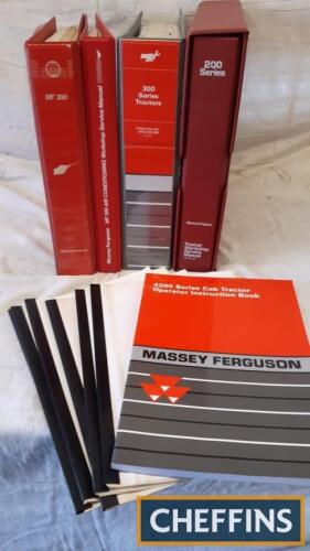Massey Ferguson 200 series, 300 series and air conditioning service workshop manuals, together with 300 series service training manual and a 4200 series operators manual