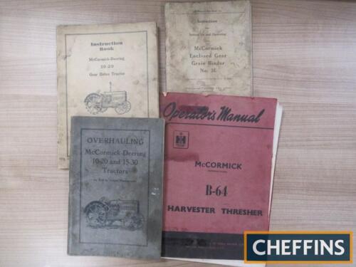 McCormick, qty of agricultural tractor and implement instruction manuals etc, to include 10-20 etc. (4)