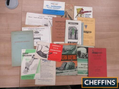 Qty of agricultural implement and livestock equipment manuals, leaflets, brochures etc, to include Bamfords, Wolseley etc. (15)