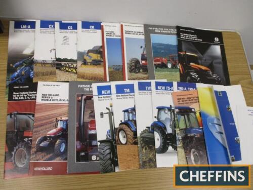 New Holland tractor and combine sales brochures, a qty