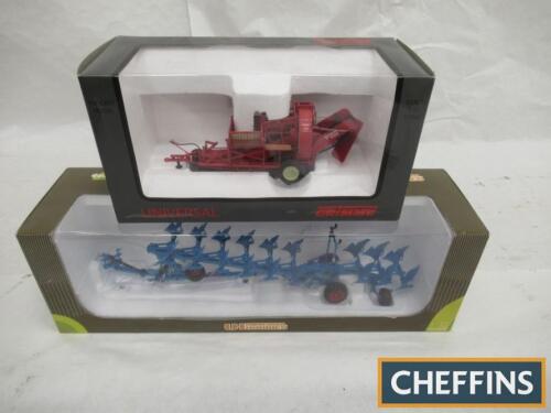 Universal Hobbies 1:32 scale Lemken Euro Titan 9furrow die-cast plough model, together with Universal Hobbies 1:32 scale Grimme Universal potato harvester die-cast model, both boxed