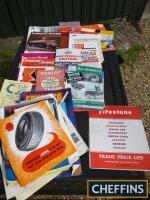 Motoring ephemera, including Dunlop, Firestone accessory catalogues etc.