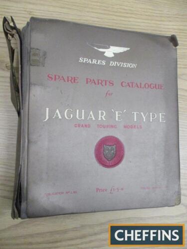 Jaguar E Type spare parts catalogue (1961), well used, pp1-14 absent