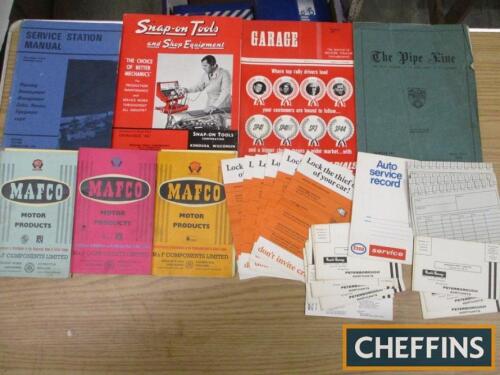 Service station ephemera, to include invoice pad, catalogues, trade publications