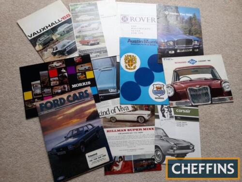 British car brochures 60s, 70s, 80s (11): Vauxhall, Ford, Hillman, Rover, Austin Morris, Vanden Plas, Riley