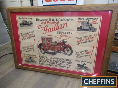 Indian Service Car, a fabulous framed and glazed poster, c1920s, 39x27ins