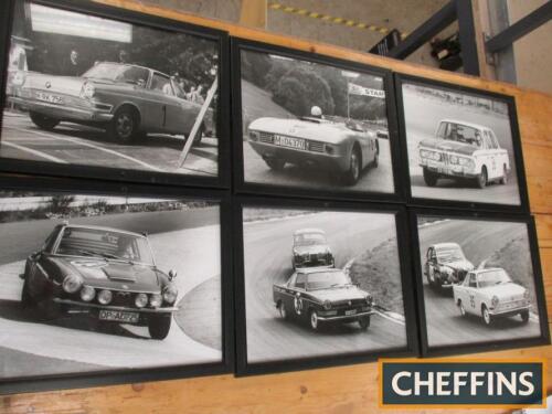 BMW, 6no. framed and glazed photos of car racing action, ex-Goodwood Revival set