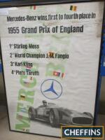 1955 Grand Prix of England, an original poster signed by Stirling Moss, 33x23ins