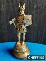 Brass Rover Viking mascot with fine detail