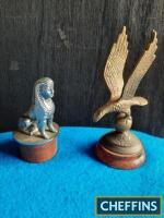 Armstrong Siddeley Sphinx mascot, together with a brass eagle mascot (possibly Alvis)