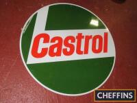 Castrol, a NOS printed aluminium sign, 17 1/2ins in diameter