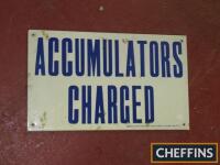 Accumulators Charged, a NOS workshop sign, 12x8ins