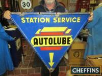 Autolube Station Service, a double-sided enamel sign of triangular form, 34x29ins