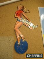 Blaupunkt Autoradio, a NOS printed tin advertising figure, 18ins tall