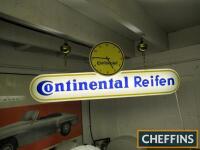 Continental Reifen, hanging illuminated showroom sign and clock, 40x16ins