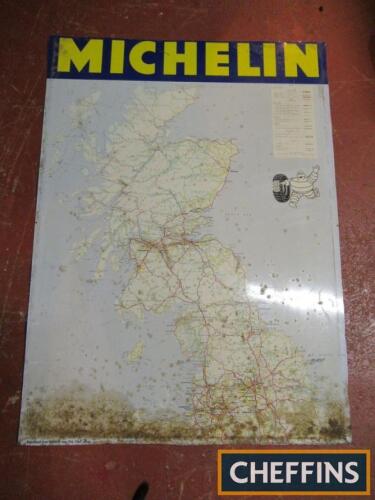 Michelin printed tin map of Scotland and Northern England, 33x24ins, dated 1966
