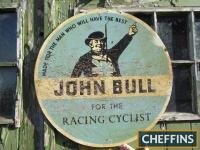 John Bull For The Racing Cyclist, a hard board tyre insert sign, 24ins in diameter