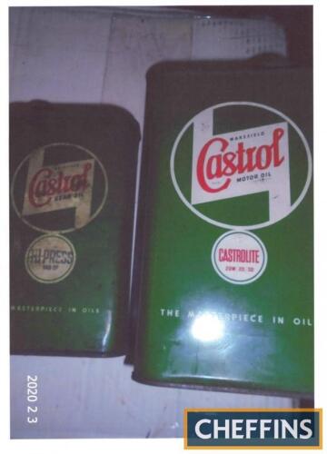 Castrol Castrolite 1qrt Motor Oil and Castrol Hi-Press Gear Oil 1pt tins, new old stock, together with Epco Jack Oil tin