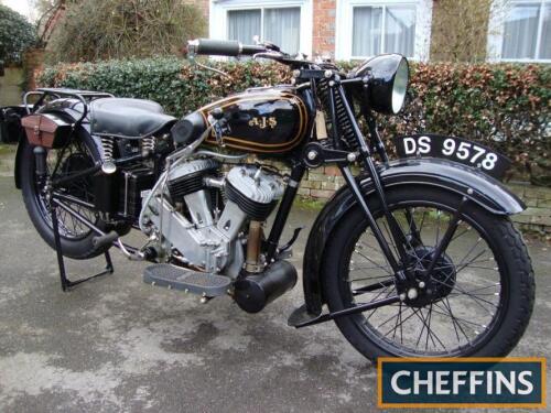 1930 998cc AJS Model S2 V Twin MOTORCYCLE Reg. No. DS 9578 Frame No. 8 69318 Engine No. S2 69318 In Sussex restorer 'Spike' Holman's ownership for more than 15 years, this machine was stated to have been dismantled at some time in history and the engine u