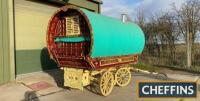 Horse drawn canvas barrel top Romany wagon, circa 1912 and built by Hill of Swinefleet, Linc's. A previous owner related that this wagon travelled the highways and byways of Northamptonshire in its original family ownership and was rescued and restored b