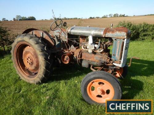 FORDSON E27N 4cylinder petrol/paraffin TRACTOR Reg. No. FRP 509 Serial No. 1153888 Fitted with drawbar and belt pulley. HPI checks show an active registration number but documents are yet to be presented