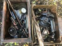 Miscellaneous traction engine spares - mud hole doors, lubricators etc. (2 boxes)