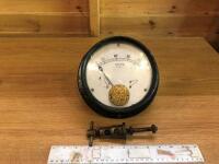 Vintage fairground voltmeter, together with vintage electrical fittings