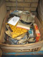 Box of assorted piston rings, big end shells for Fordson Major and some Lister engine rings