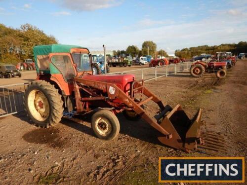 1967 DAVID BROWN 990 Implematic 3cyl diesel TRACTOR Reg. No. CFP 60C Serial No. 990A478150 Fitted with a cab, 3 point linkage and front loader with muck bucket