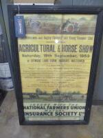 A Halesowen & Hagley Farmers & Young Farmers Agricultural Horse Show & Ploughing Match poster, depicting Fordson Majors and Shire horses ploughing at Uffmore Lane Farm, Sept 1953