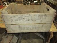 Borough market vegetable box 21ins x 10ins x 14ins, named N. Bendall & Sons Ltd. (in very good order)