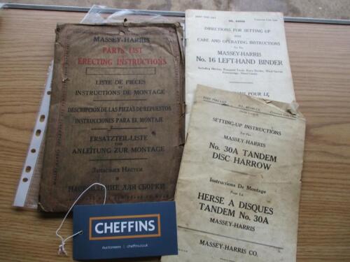 Massey Harris No.16 left-hand binder and No. 309 disc harrow instruction book