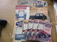 Qty of vintage car leaflets and Modern Engineer magazines