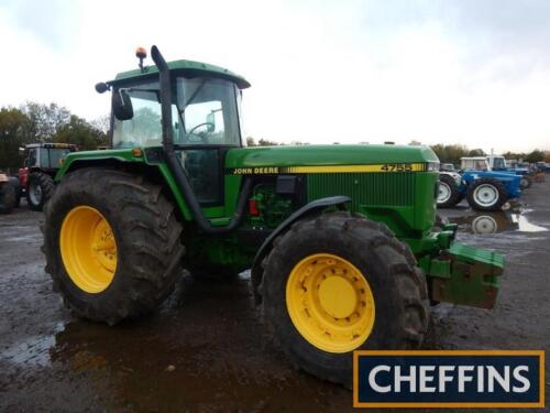 1992 JOHN DEERE 4755 6cylinder diesel TRACTOR Reg. No. J921 MJL Serial No. RW4755P010360 Showing 11,000 hours and the vendor reports this tractor has had a nut and bolt refurbishment