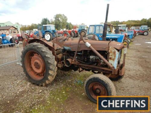 1956 FORDSON E1A Major 4cylinder diesel TRACTORReg. No. RDD 805Serial No. 1362102Fitted with Boughton 4200 double drum winch, ground anchor and fore end loader brackets. Stated to be in good working order. HPI checks show an active registration number but