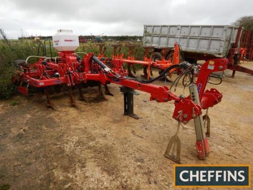 2009 Sumo Trio 3 trailed min-till cultivator with 6no. subsoiler legs, double row discs, press, LMD headstock and 2009 Stocks Turbo Jet Wizard seed applicator unit, 3m Serial No. 09271