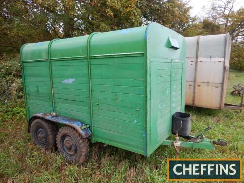 Tandem axle wooden bodied livestock trailer, 10ft